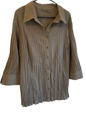 Apt. 9 Pleated Button Front Blouse 2X Stretch Career Work Top